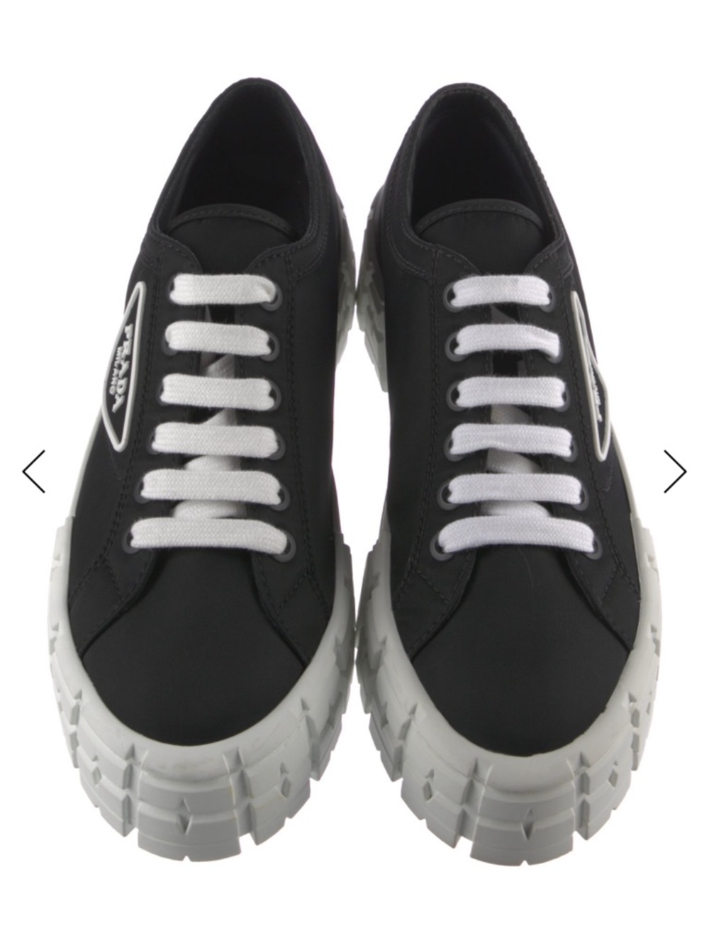 Prada Black Canvas Low-Top Sneaker with White Platform Sole - Picture 3 of 7